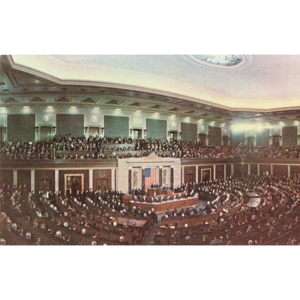 Vintage Joint Session of Congress Postcard JFK State of the Union House Chamber